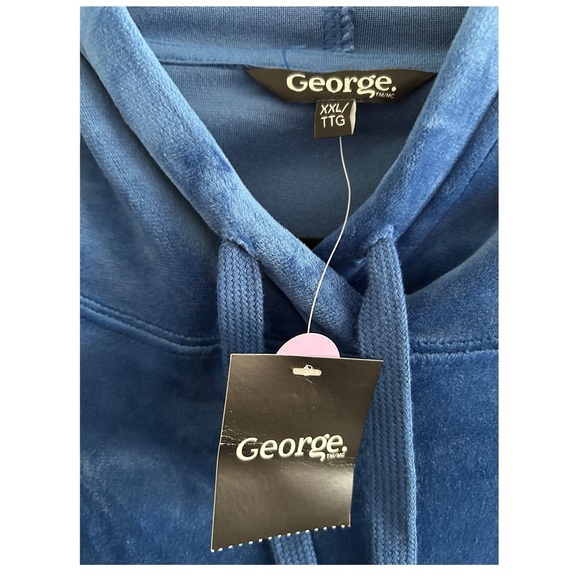 GEORGE Velour Hoodie Blue Size XXL NWT Y2K 90s Athleisure Loungewear Cozy - Picture 3 of 4